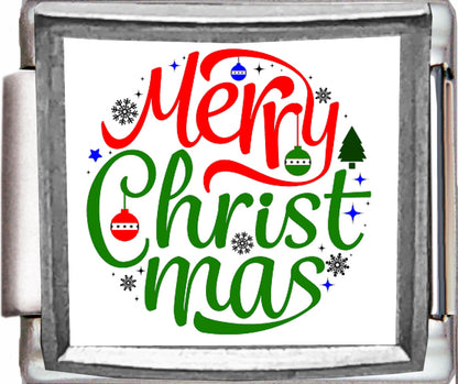 Colorful Merry Christmas Photo Charm