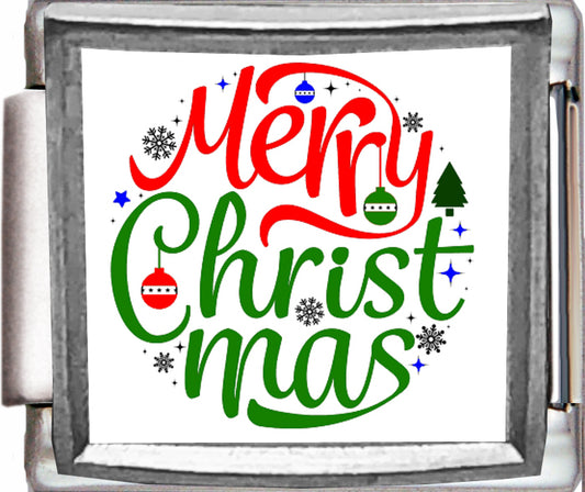 Colorful Merry Christmas Photo Charm