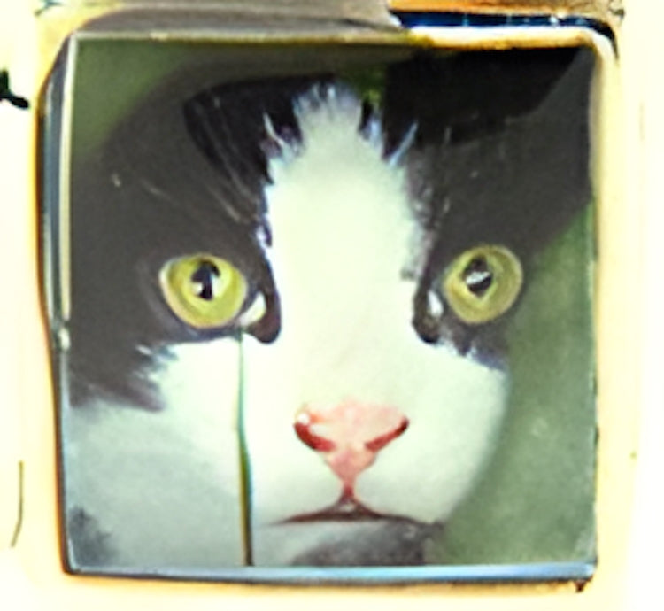 Black and White Kitty Cat Photo Charm