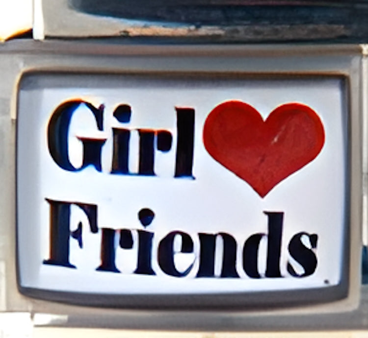 Girl Friends on White with Red Heart Photo Charm