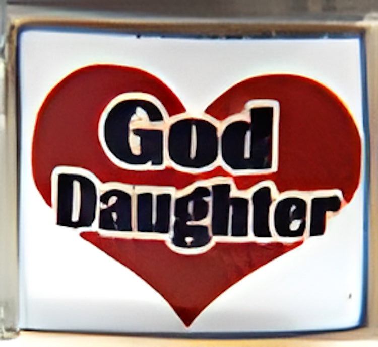 God Daughter on Red Heart Photo Charm