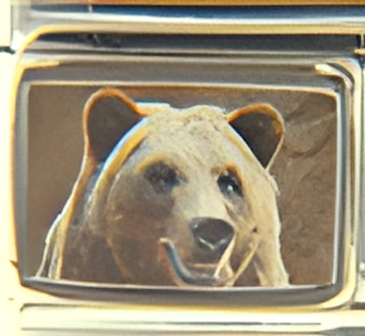 Grizzly Bear Head Photo Charm