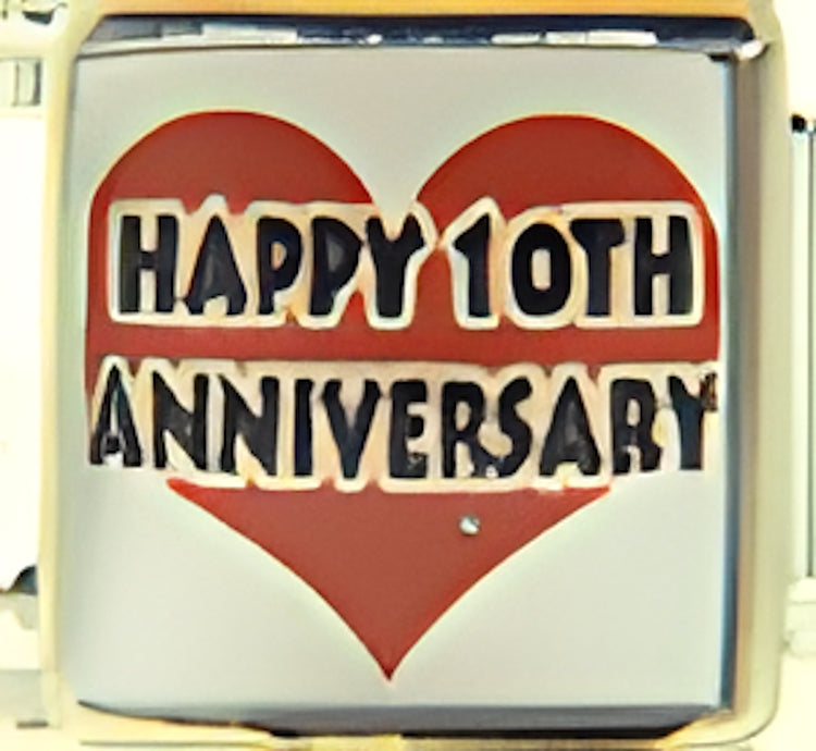 Happy 10th Anniversary on Red Heart Photo Charm