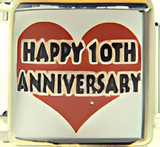 Happy 10th Anniversary on Red Heart Photo Charm