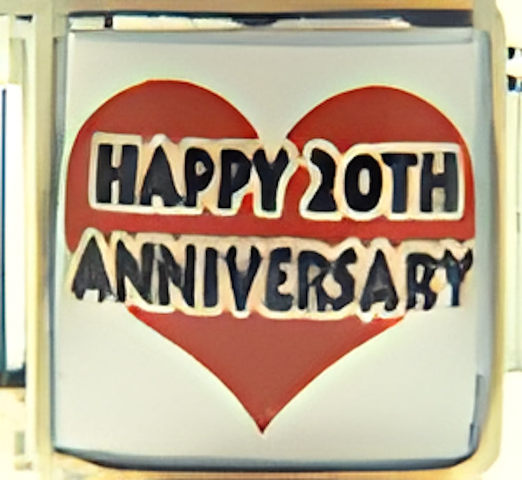 Happy 20th Anniversary on Red Heart Photo Charm