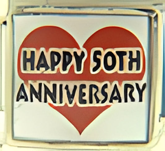 Happy 50th Anniversary on Red Heart Photo Charm