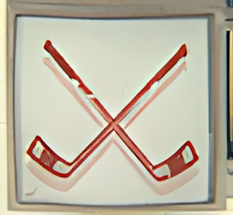 Red Hockey Sticks Photo Charm