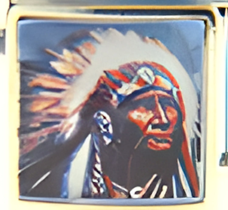 Native American with Blue Sky Photo Charm