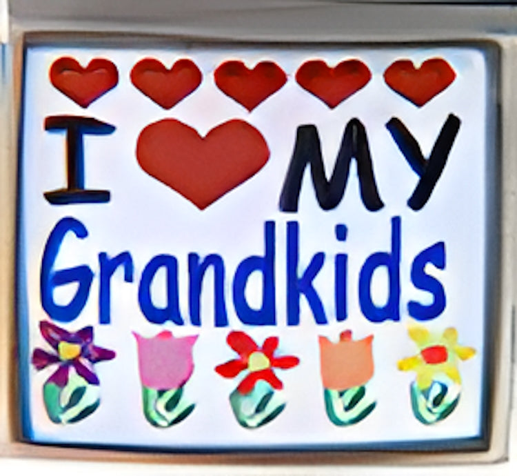 I Love My Grandkids with Flowers and Hearts Photo Charm