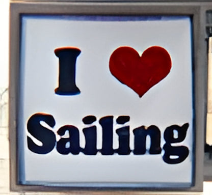 I Love Sailing on White Photo Charm