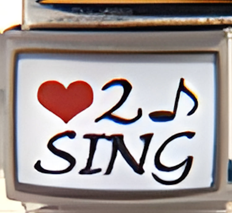 I Love to Sing with Red Heart and Music Note Photo Charm