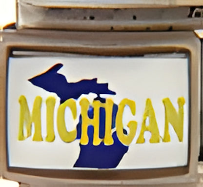 Michigan State Outline on White Photo Charm