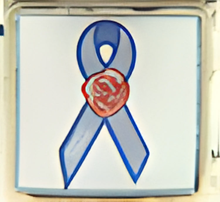 Blue Ribbon with Rose for SIDS Photo Charm