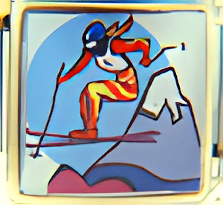 Skier in the Air Photo Charm