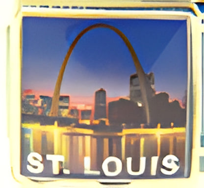 St. Louis Night Scene with Arch Photo Charm