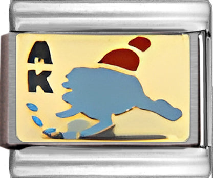 Blue Alaska Outline with AK on Gold