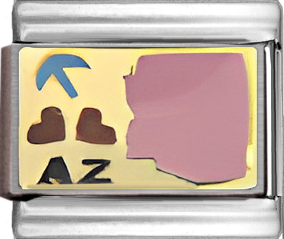 Pink Arizona Outline with AZ on Gold