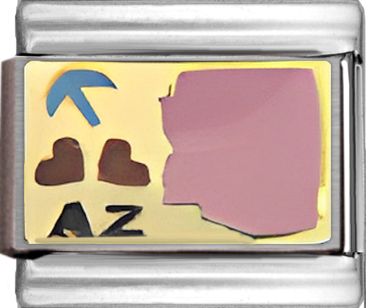 Pink Arizona Outline with AZ on Gold
