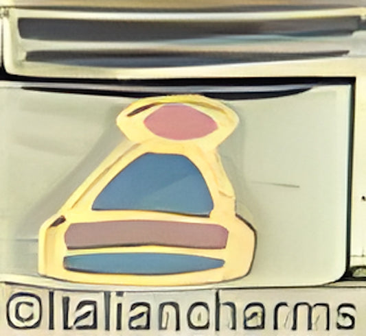 Baby Blue Ski Cap with Pink Trim