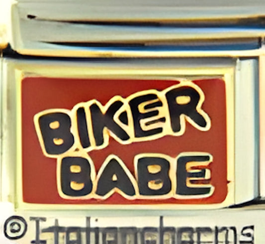 Biker Babe on Red Photo Charm