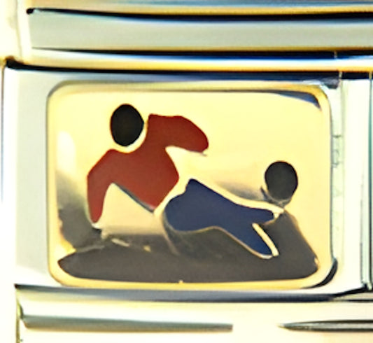 Blue and Red Soccer Player