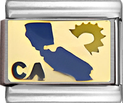 Dark Blue California Outline with CA on Gold