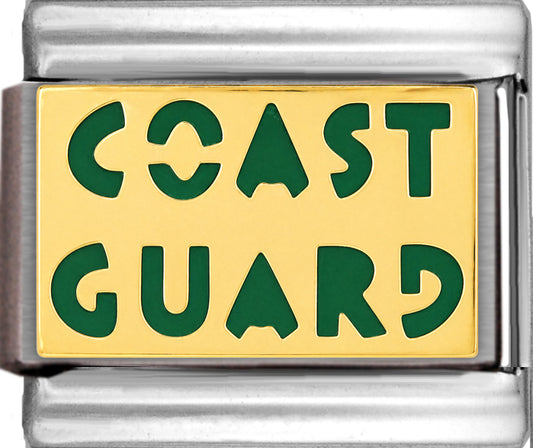 Green Coast Guard Text on Gold