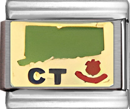 Green Connecticut Outline with CT on Gold