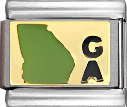 Green Georgia Outline with GA on Gold