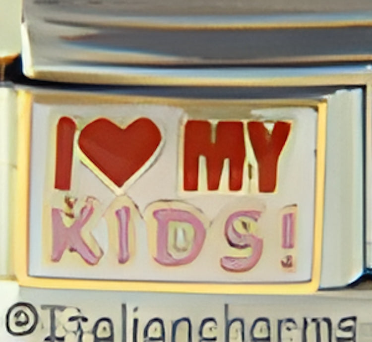 I Love My Kids with Red Heart on White