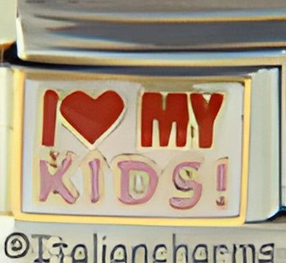 I Love My Kids with Red Heart on White