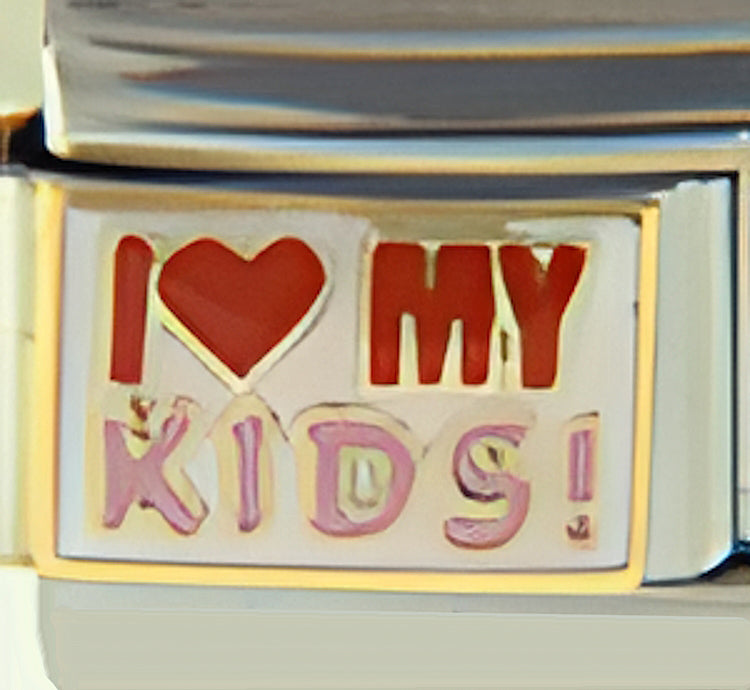 I Love My Kids with Red Heart on White