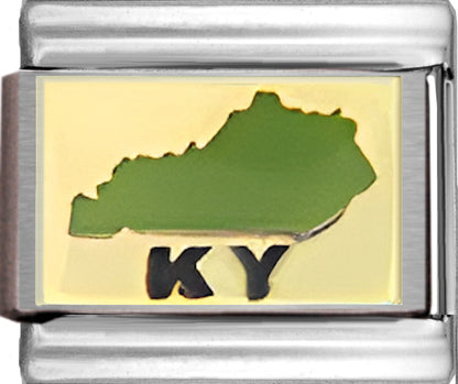 Green Kentucky Outline with KY on Gold