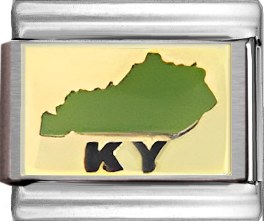 Green Kentucky Outline with KY on Gold