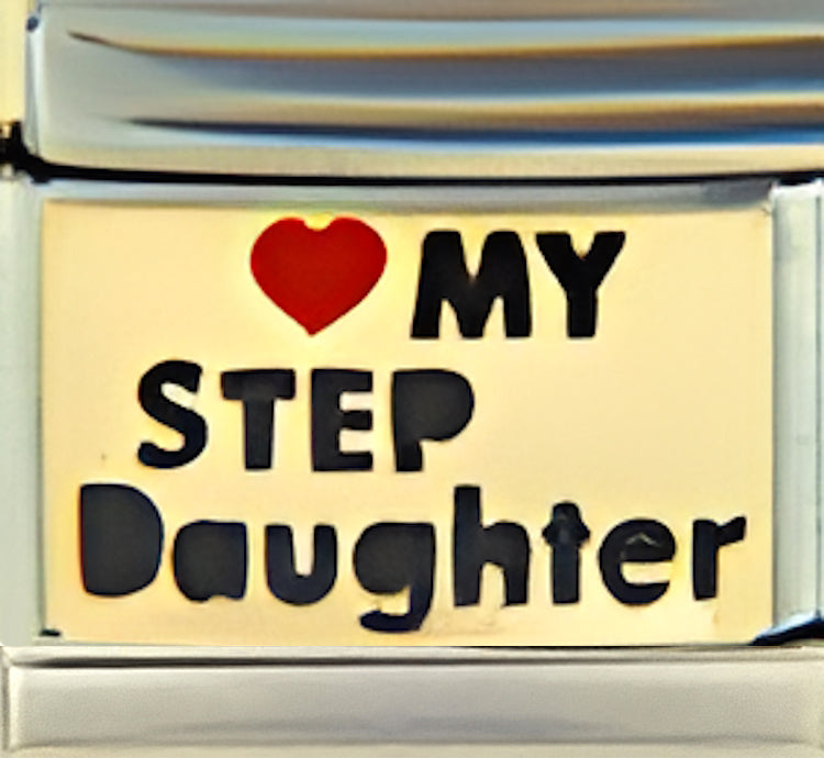 Love My Step Daughter on Gold with Red Heart
