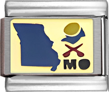 Blue Missouri Outline with MO on Gold
