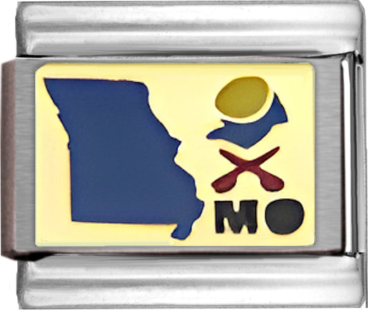 Blue Missouri Outline with MO on Gold
