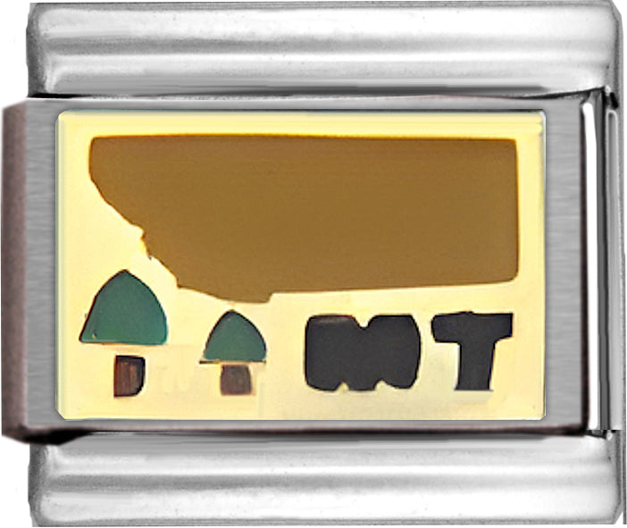 Yellow Montana Outline with MT on Gold