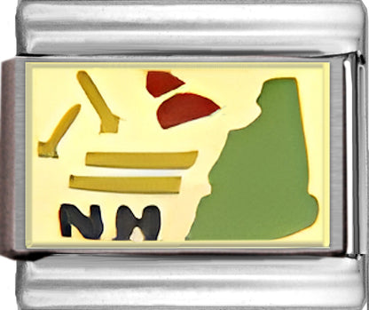 Light Green New Hampshire Outline with NH on Gold