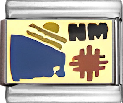 Blue New Mexico Outline with NM on Gold
