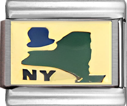 Green New York Outline with NY on Gold