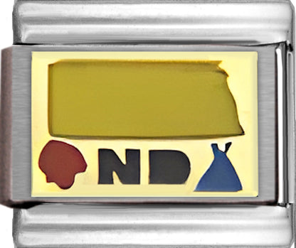 Yellow North Dakota Outline with ND on Gold