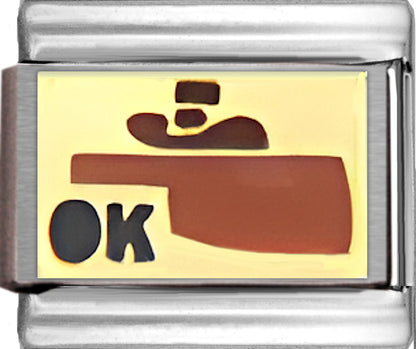 Red Oklahoma Outline with OK on Gold