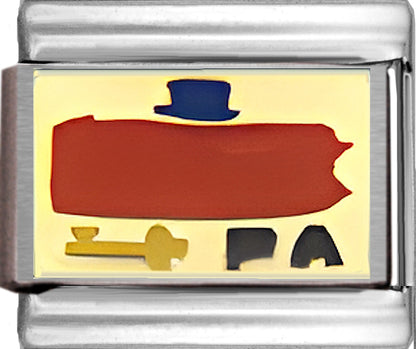 Red Pennsylvania Outline with PA on Gold