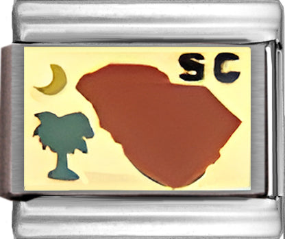 Red South Carolina Outline with SC on Gold