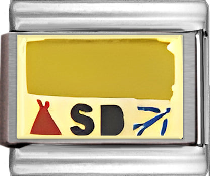 Yellow South Dakota Outline with SD on Gold