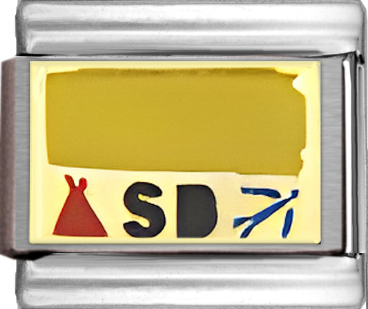 Yellow South Dakota Outline with SD on Gold
