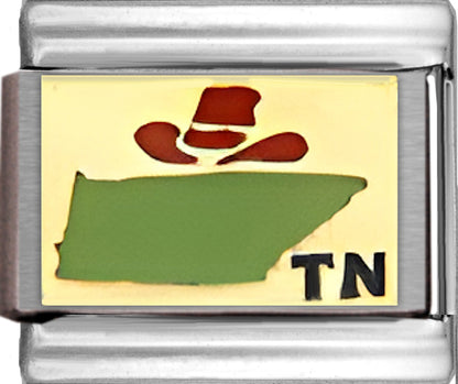Light Green Tennessee Outline with TN on Gold