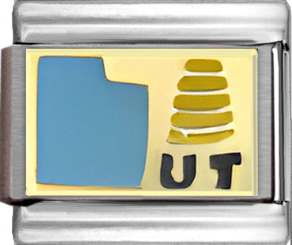 Light Blue Utah Outline with UT on Gold