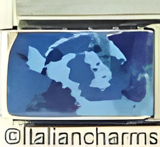 Painted Abstract Ceramic Blues w Blue Background